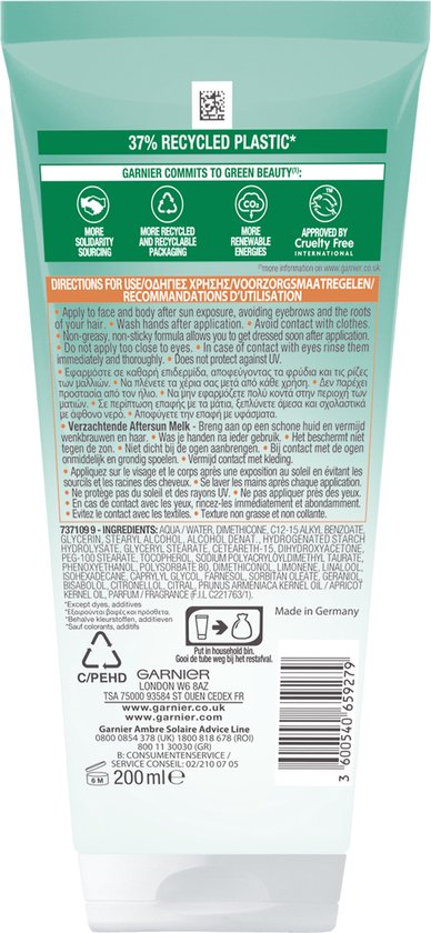 Garnier Ambre Solaire Verzachtende Aftersun met Zelfbruiner voor gezicht & lichaam - Ondersteunt Natuurlijke Bruining - 200 ml
