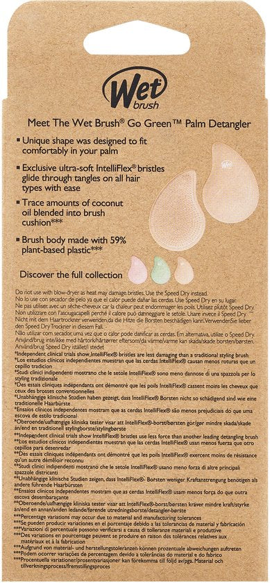 WetBrush Go Green Palm Detangler - Coconut Oil - Compacte Ontwarrende Haarborstel - Voor Nat En Droog Haar - Ultra Zachte IntelliFlex® Borstelharen - Vermindert Haarbreuk - Lichtgewicht & Handzaam Formaat - Verrijkt Met Kokosolie - Oranje
