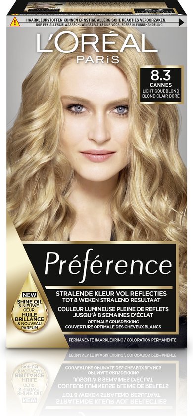 L’Oréal Paris Préférence 8.3 Cannes - Licht Goudblond - Permanente Haarverf