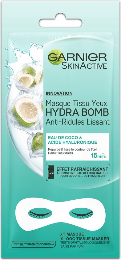 Garnier Skinactive Face Sheet Oogmasker - Kokosnoot en Hyaluronzuur - 1 Stuk