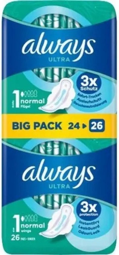 Always Ultra Day Maandverband Normal Met Vleugels 28 Stuks