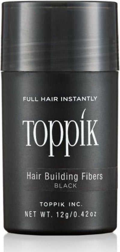 Toppik Hair Building Fibers Zwart | 12 gram | Cosmetische Haarverdikker, Verbergt haaruitval (Direct voller haar)