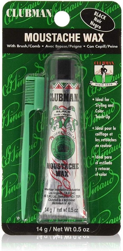 Clubman Pinaud Snorwax Zwart | Perfect voor snorren, baarden, bakkebaarden en wenkbrauwen | Houdt de haren op z'n plek