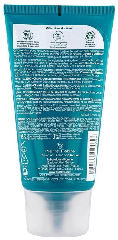 Klorane Detox - Normaal Haar Organic Mint Conditioner 150 ml