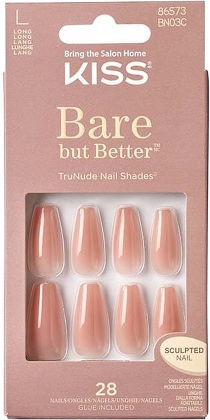 Kiss Plaknagels Bare But Better Nails | Kunstnagels | Plaknagels Zelfklevende, Nepnagels (Nude Glow)