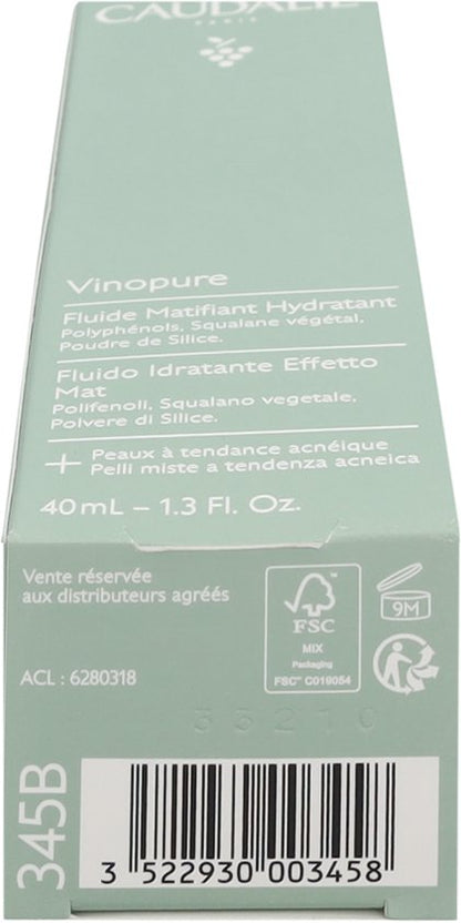 Caudalie Vinopure Hydraterende en Matmakende Fluide 40 ml