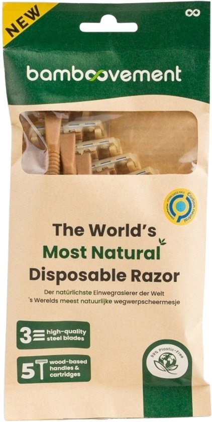 Bamboovement Scheermes (5x) - wegwerp - 3 Ultradunne Mesjes - 99% plasticvrij