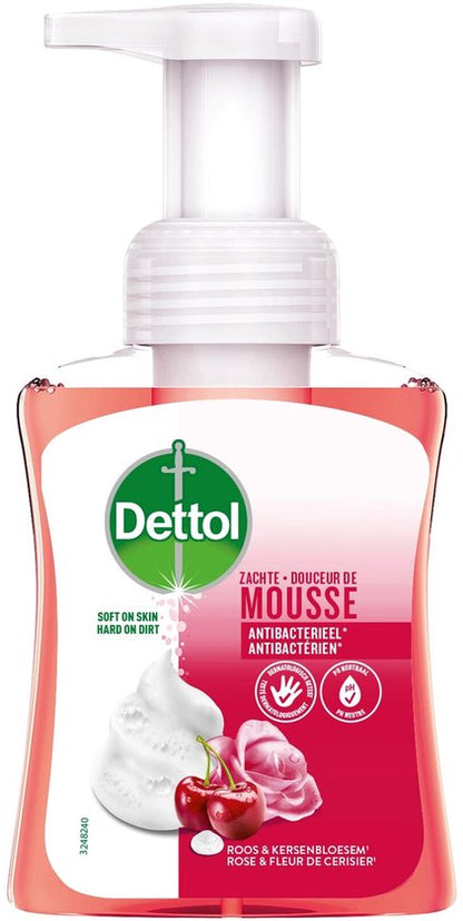 Dettol Handzeep Zachte Mousse - Antibacterieel - Roos  Kersenbloesem - 250 ml
