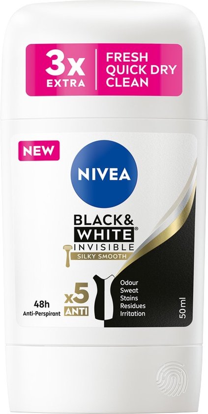 Black&White Invisible Silky Smooth anti-transpirant stick 50ml