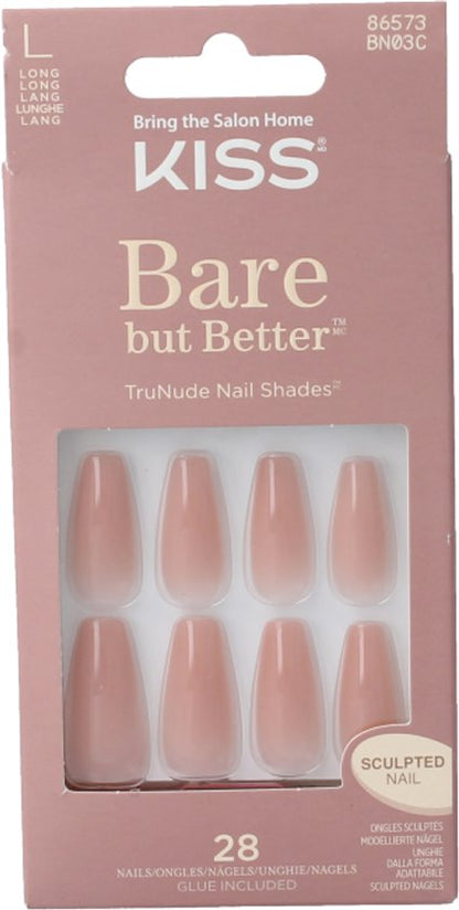 Kiss Plaknagels Bare But Better Nails | Kunstnagels | Plaknagels Zelfklevende, Nepnagels (Nude Glow)