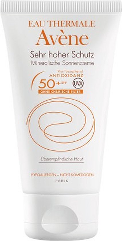 Avène Sun Protection Mineral Cream 50+ - Zonnebrand - 50 ml