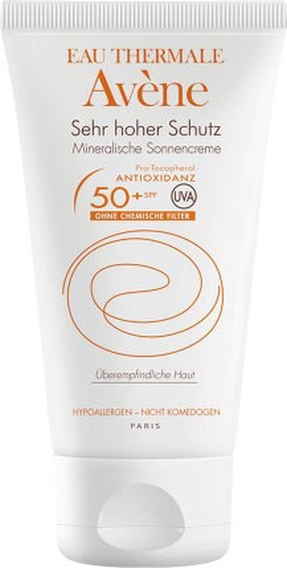 Avène Sun Protection Mineral Cream 50+ - Zonnebrand - 50 ml