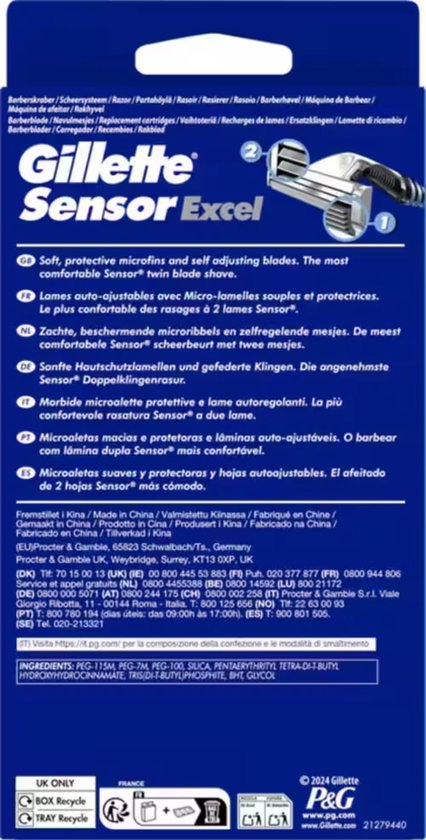Gillette scheermes Sensor Excel + 5 blades