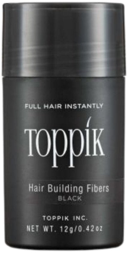 Toppik Hair Building Fibers Zwart | 12 gram | Cosmetische Haarverdikker, Verbergt haaruitval (Direct voller haar)