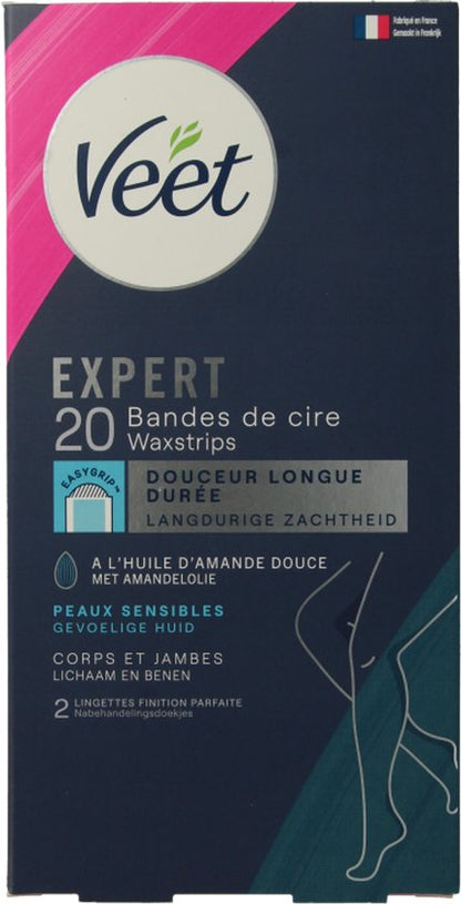 Veet Expert Ontharingsstrips - Lichaam & benen - Gevoelige huid - 20 stuks