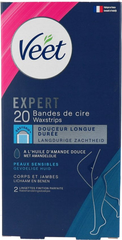 Veet Expert Ontharingsstrips - Lichaam & benen - Gevoelige huid - 20 stuks