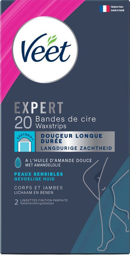 Veet Expert Ontharingsstrips - Lichaam & benen - Gevoelige huid - 20 stuks