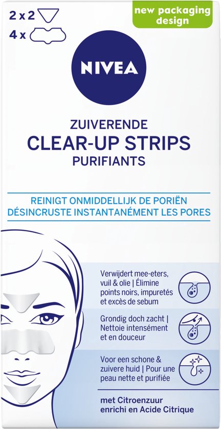 NIVEA Zuiverende Clear-up Strips - Neussrips Meeeters - Blackhead Remover - Mee eters verwijderen - Pimple Patch - Gezichtsreiniger - 6 stuks