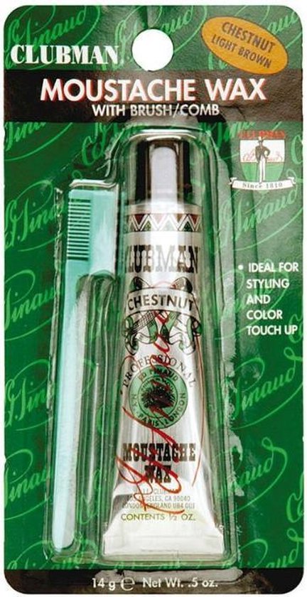 Clubman Pinaud Snorwax Lichtbruin | Houdt de haren op z'n plek. | Perfect voor snorren, baarden, bakkebaarden en wenkbrauwen
