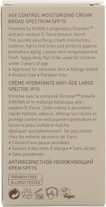 AHAVA MAN Age Control Hydraterende Crème | Langdurige Hydratatie & SPF-15 | Vroegtijdige Veroudering Bescherming | Anti-Rimpel Dagcrème voor Mannen |