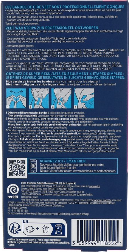 Veet Expert Ontharingsstrips - Lichaam & benen - Gevoelige huid - 20 stuks