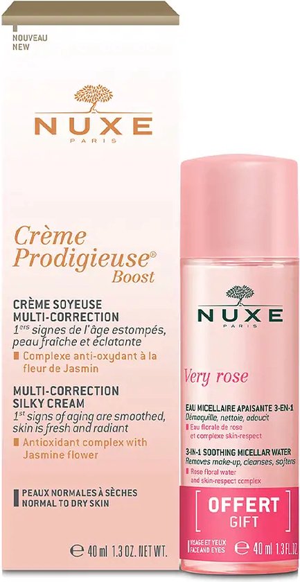 Nuxe Crème Prodigieuse Multi-Correction Silky Cream + Micellar Water - 40 ml - 50 ml (voor normale tot droge huid)
