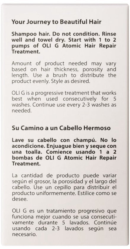 OLI G Atomic Hair Repair Treatment: de haarsensatie van 2025! Voor mooi, gezond en volledig hersteld haar in minuten. Met ingebouwde hittebeschermer. Geen conditioner nodig en uitspoelen hoeft niet.