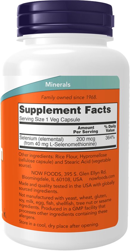 Vitaminen - Selenium 200mcg 90 Capsules - Now
