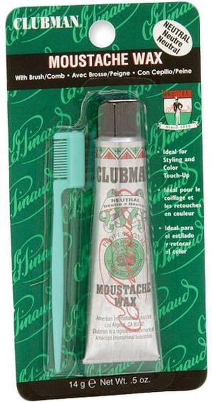 Clubman Pinaud Snorwax Lichtbruin | Houdt de haren op z'n plek. | Perfect voor snorren, baarden, bakkebaarden en wenkbrauwen