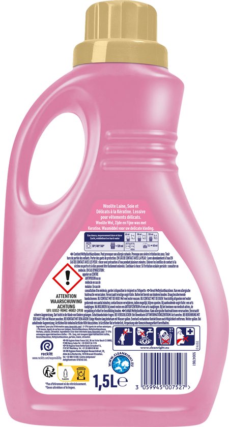 Woolite Delicate Stoffen Wasmiddel met Keratine - 25 Wasbeurten - 1,5L