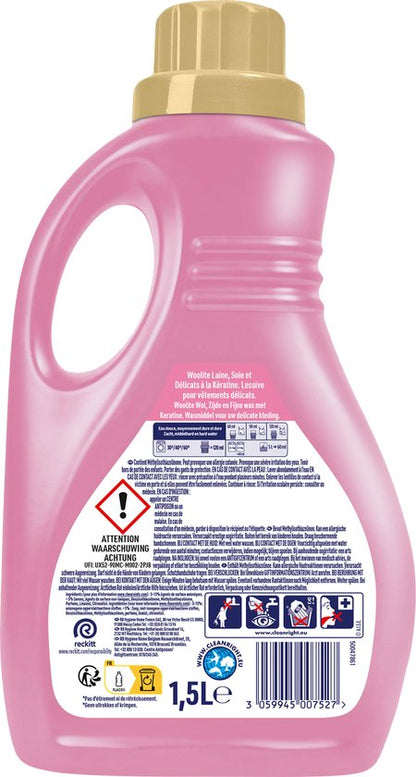 Woolite Delicate Stoffen Wasmiddel met Keratine - 25 Wasbeurten - 1,5L