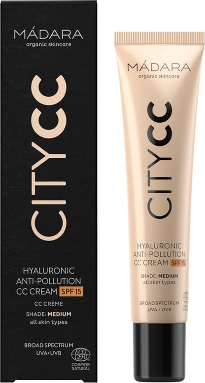 MÁDARA Anti-Pollution CC Cream SPF15 Medium Beige 40ml - hyaluronzuur -UVA/UVB