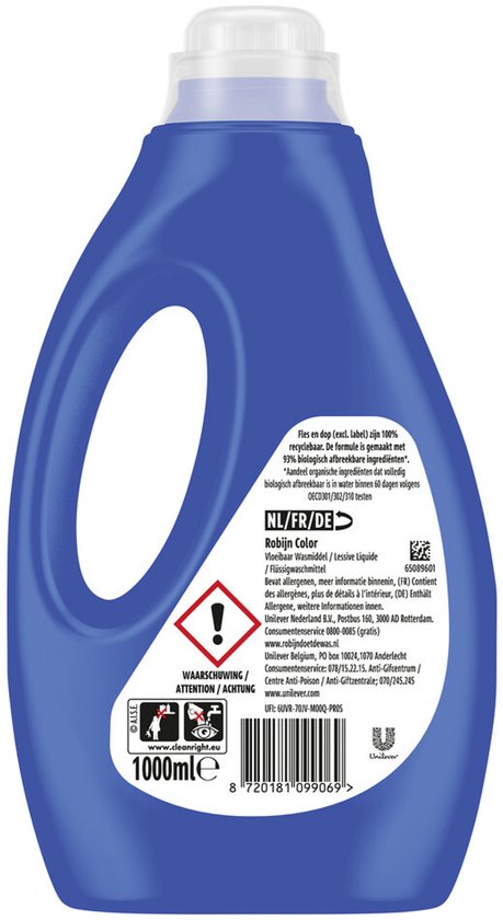 Robijn Vloeibaar Wasmiddel - Color - met 90% biologisch afbreekbare ingrediënten - 20 wasbeurten