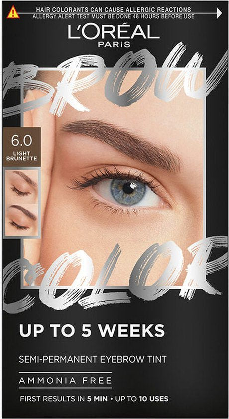 Wenkbrauwtint L'Oreal Make Up BROW COLOR Nº 6.0 Light brunette Semi-permanent 4 Onderdelen