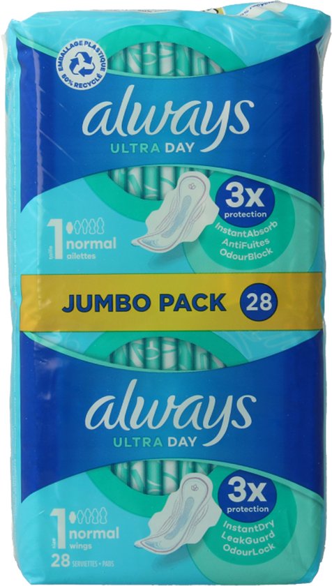 Always Ultra Day Maandverband Normal Met Vleugels 28 Stuks