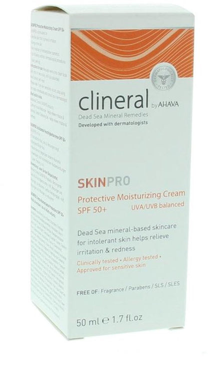 AHAVA CLINERAL SKINPRO Beschermende Vochtcrème SPF50 - Kalmeert Irritatie & Vermindert Roodheid | Hoge SPF Bescherming | Geformuleerd met Dermatologen | Creme voor mannen & vrouwen - 50ml