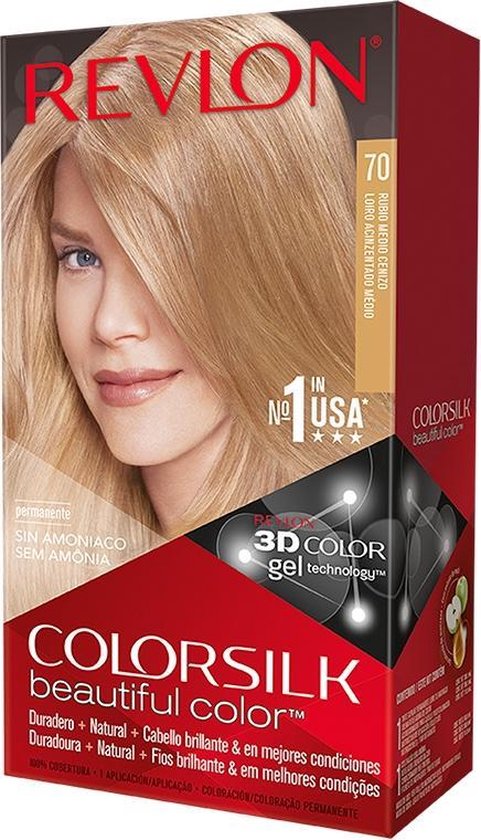 Revlon | Colorsilk Tinte 70-Rubio Medio Ceniza