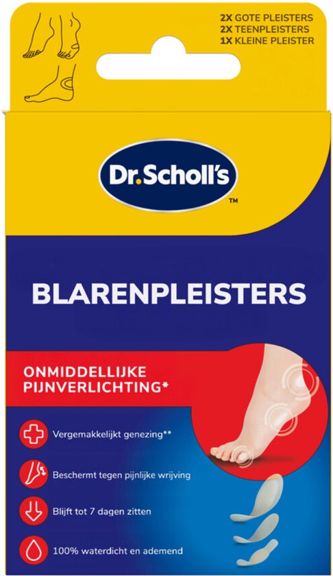Scholl Blarenpleisters Mixed - 5 Blaarpleisters - 3 Formaten - Waterdichte Pleisters Hiel & Voeten - Ademend - Tegen Wrijving