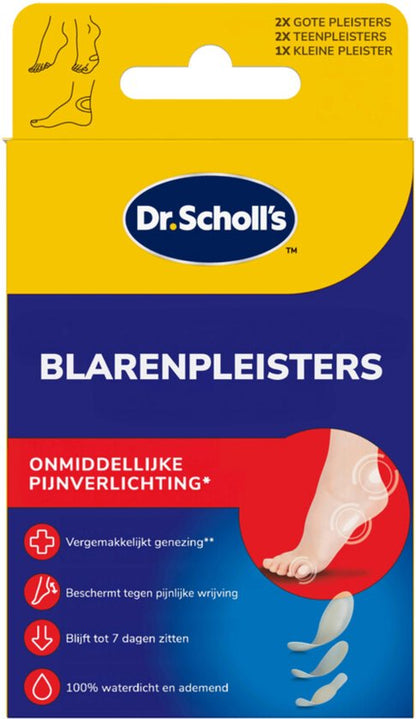 Scholl Blarenpleisters Mixed - 5 Blaarpleisters - 3 Formaten - Waterdichte Pleisters Hiel & Voeten - Ademend - Tegen Wrijving