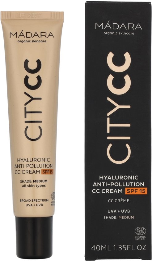 MÁDARA Anti-Pollution CC Cream SPF15 Medium Beige 40ml - hyaluronzuur -UVA/UVB