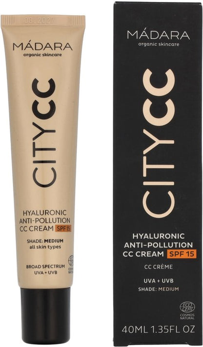 MÁDARA Anti-Pollution CC Cream SPF15 Medium Beige 40ml - hyaluronzuur -UVA/UVB