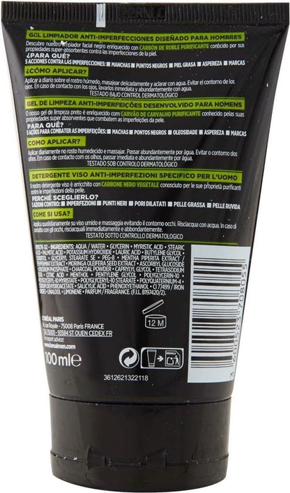 Gezichtsreinigingsgel Pure Charcoal L'Oreal Make Up (100 ml)