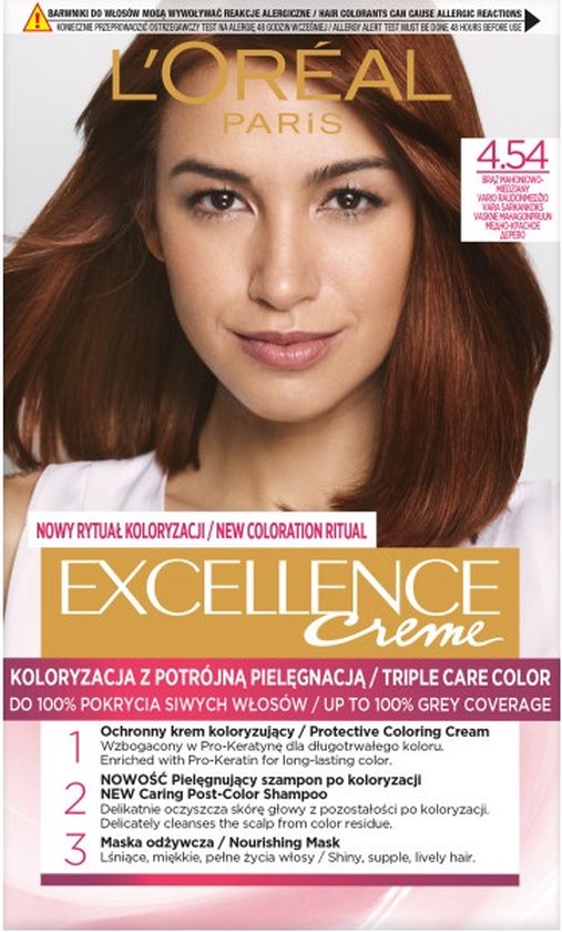 L'Oreal - Excellence Creme farba do wlosów 4.54 Braz Mahoniowo Miedziany