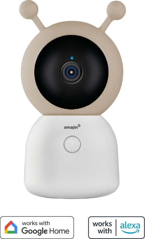 omajin Baby Camera - IP-camera - Babycam - 2K HD - Pan & Tilt - Bewegingsmelder - Nachtzicht - Tweerichtingsaudio - incl. 64GB MicroSD-kaart - Wit