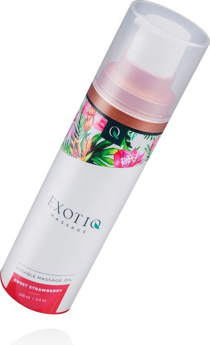 Exotiq - Massageolie - Massage Olie - Sweet Strawberry - Massageolie voor een Ontspannende Massage met Aardbeiengeur - Zijdezacht en Verzorgende Werking - 100 ml