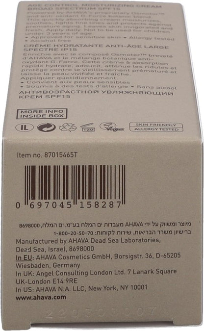AHAVA MAN Age Control Hydraterende Crème | Langdurige Hydratatie & SPF-15 | Vroegtijdige Veroudering Bescherming | Anti-Rimpel Dagcrème voor Mannen |