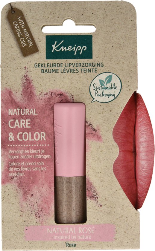 Kneipp gekleurde lippenbalsem - Natural Rose - Natuurlijke roze kleur - Vegan - 1 st