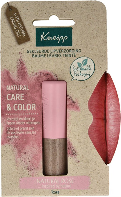 Kneipp gekleurde lippenbalsem - Natural Rose - Natuurlijke roze kleur - Vegan - 1 st
