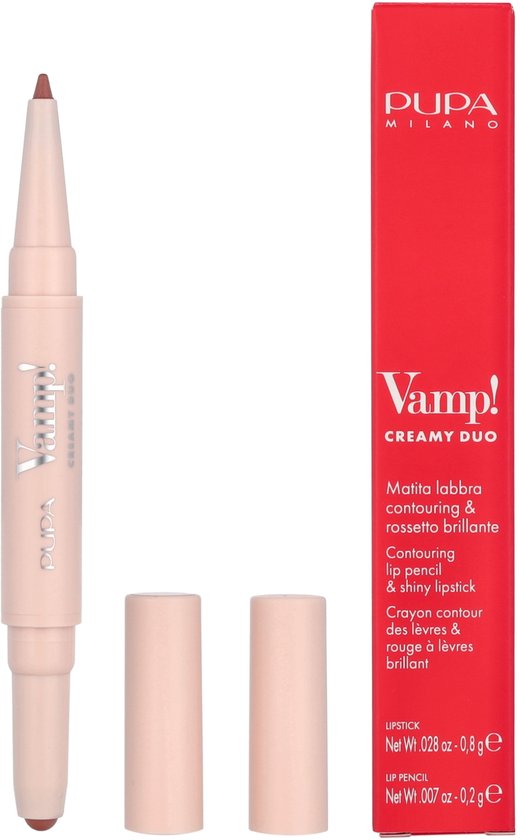 PUPA Milano Vamp! Creamy Duo Lip Pencil & Shiny Lipstick 001 Fair Nude 0,8 gr
