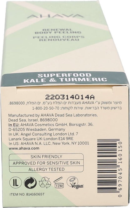 AHAVA Vernieuwende Body Peeling - Natuurlijke Exfoliatie en Huidverjonging | Boerenkool & Kurkuma | Versterkt Huidbarrière | Scrub & Peeling voor Lichaam & Gezicht | Gezichtsscrub voor Mannen & Vrouwen - 200ml